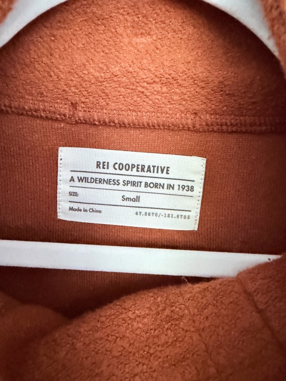 REI Co-op "Wallace" Lake Hemp Cotton Rust Orange Fleece Pullover Gorpcore Camp - Picture 11 of 16
